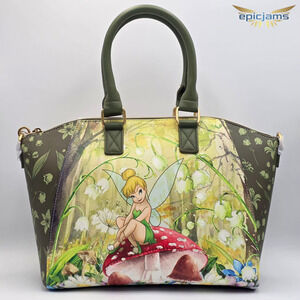 Loungefly Disney Peter Pan Tinker Bell Mushroom Floral Crossbody Satchel Bag New